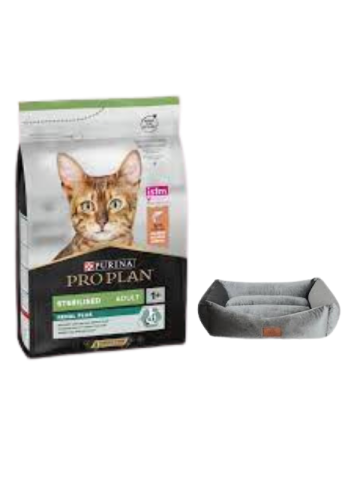 Pro Plan Sterilised Somonlu Kısırlaştırılmış Yetişkin Kedi Maması 10 KG, Mini Small Gri Yatak