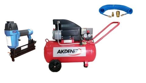 Nail F50/9040 Havalı Çivi Çakma Ve Zımba Tabancası Kombine, Akdeniz 50 Lt Kompresör Seti