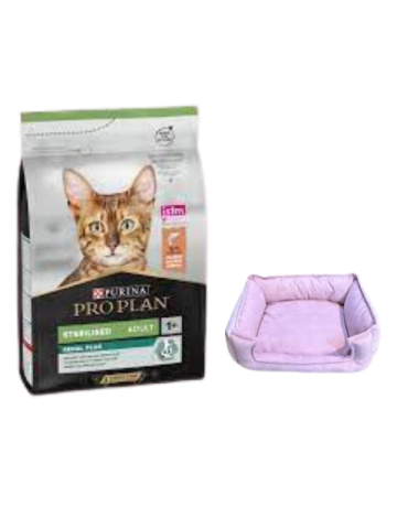 Pro Plan Sterilised Somonlu Kısırlaştırılmış Yetişkin Kedi Maması 10 KG, Mini Small Mor Yatak