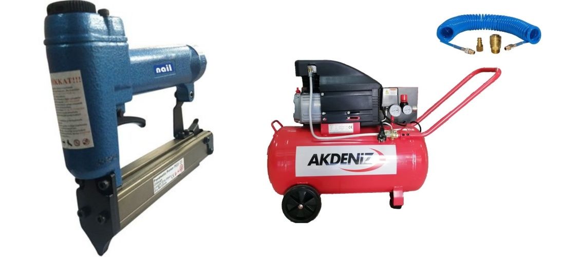 Nail 625-C3 12-25 MM Pin Çivi Çakma Tabancası, Akdeniz 50 Lt Kompresör Seti