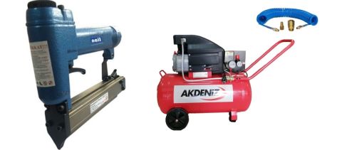 Nail 625-C3 12-25 MM Pin Çivi Çakma Tabancası, Akdeniz 50 Lt Kompresör Seti