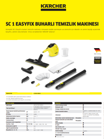Kärcher Sc 1 Easyfix Buharlı Temizlik Makinesi