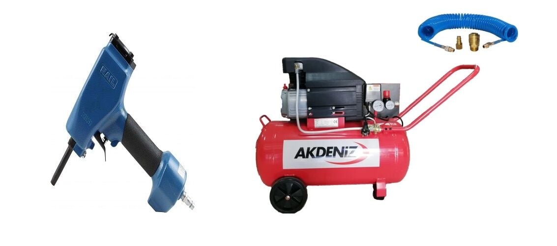 Akdeniz Nail NP50 50 Mm Çivi Sökme Tabancası, Akdeniz 50 Lt Kompresör Seti