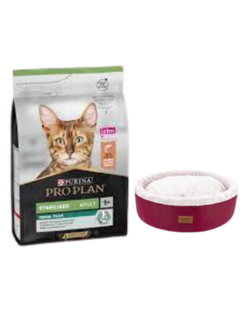 Pro Plan Sterilised Somonlu Kısırlaştırılmış Yetişkin Kedi Maması 10 KG, Bordo Mia Donut Yatak