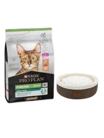 Pro Plan Sterilised Somonlu Kısırlaştırılmış Yetişkin Kedi Maması 10 KG, Kahve Mia Donut Yatak