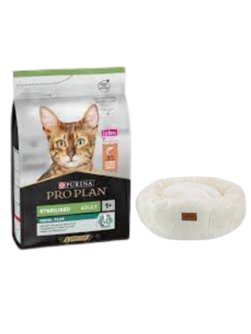 Pro Plan Sterilised Somonlu Kısırlaştırılmış Yetişkin Kedi Maması 10 KG, Krem Luxe Donut Yatak