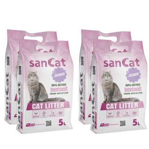 Sancat Lavanta Kokulu Premium Beyaz Kedi Kumu 5 Lt. X 4 Adet