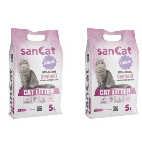 Sancat Lavanta Kokulu Premium Beyaz Kedi Kumu 5 Lt. X 2 Adet