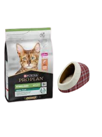 Pro Plan Sterilised Somonlu Kısırlaştırılmış Yetişkin Kedi Maması 10 KG , Mia Alaska Ekose Kırmızı Yatak