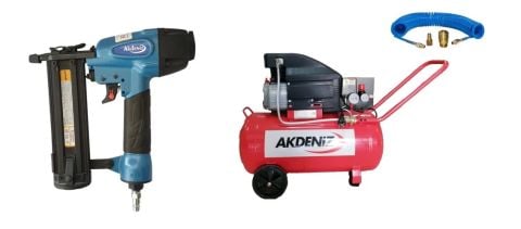 Akdeniz Havalı Brad Çivi Tabancası Akdt Bn1850 15.50 Mm+Akdeniz 50 Lt Kompresör Seti