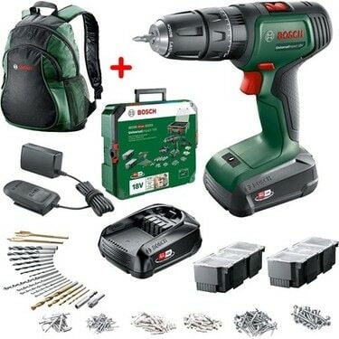 Bosch Universalımpact 18V Akülü Darbeli Matkap 1,5AH, Çift Akü Sbx + 241 Aksesuar Setli + Bosch Yeşil Sırt Çantası