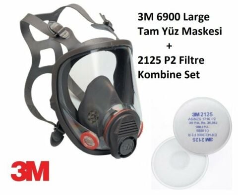 3M™ 6900 Large Tam Yüz Maskesi + 2125 P2 Filtre Kombine Set