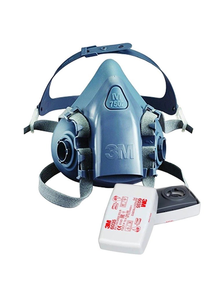 3M™ 7502-3 Yarım Yüz Maskesi, 3M 6035 P3 Solo Filtre 1 Çift Kombine Set
