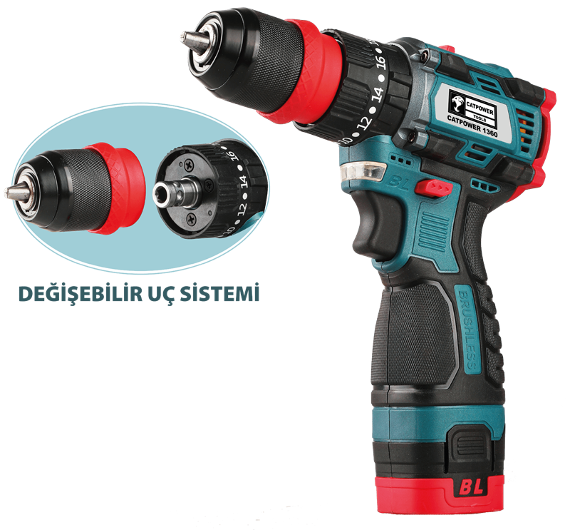 Catpower 1360 Kömürsüz Akülü Vidalama 16V Li-İon 2 Adet 2.0 Ah Akü