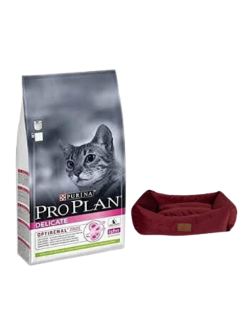 Pro Plan Delicate Kuzu Etli Yetişkin Kedi Maması 10 Kg,Mini Small Bordo Yatak