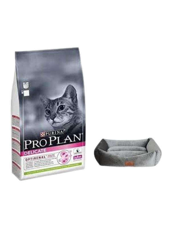 Pro Plan Delicate Kuzu Etli Yetişkin Kedi Maması 10 Kg,Mini Small Gri Yatak