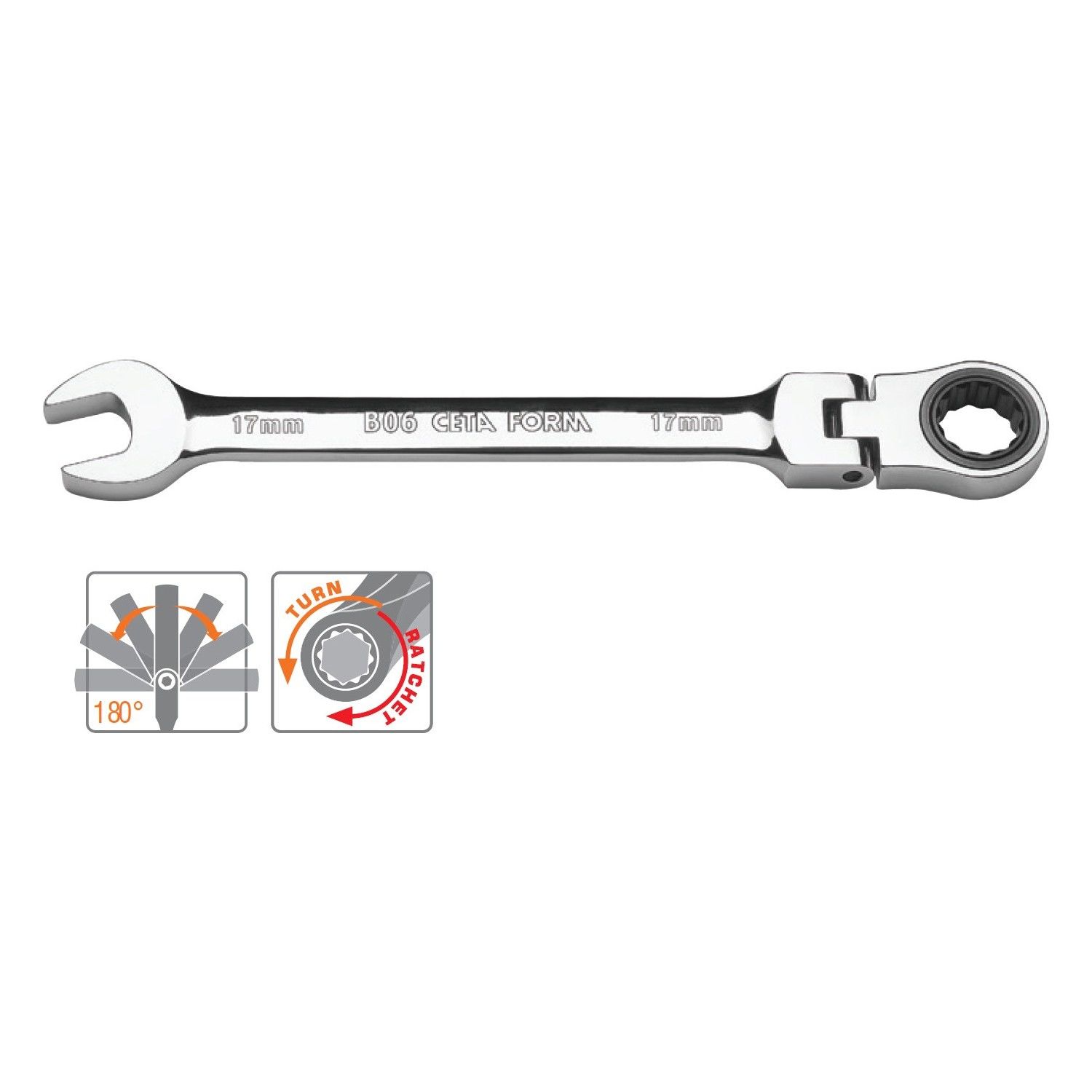 Ceta Form B06-16 C-Gear Cırcırlı Kombine Anahtar Mafsallı 16 Mm