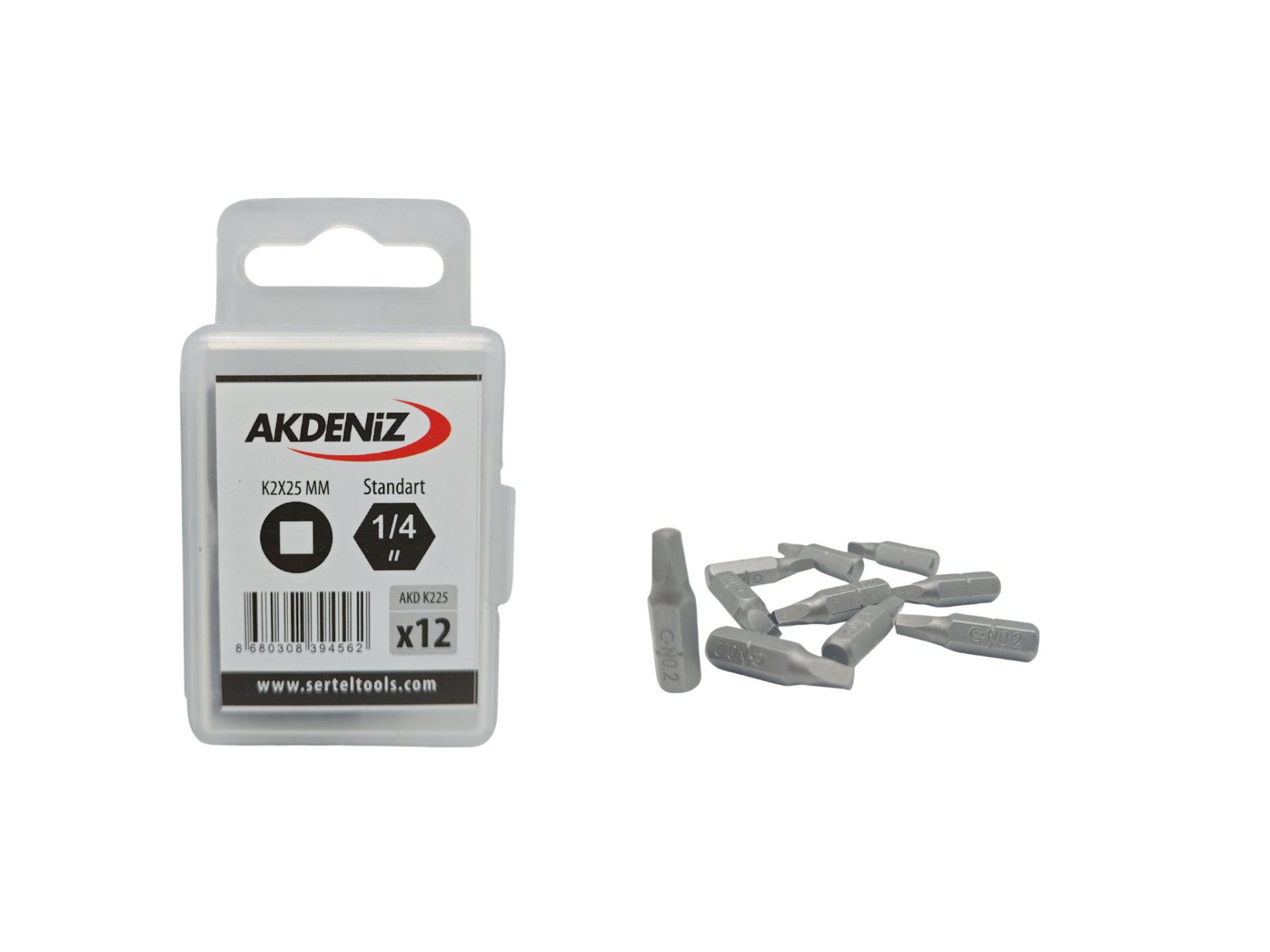 Akdeniz AKD/K225 1/4 Kare No.2x25 Mm 192 Adet Bits Uç