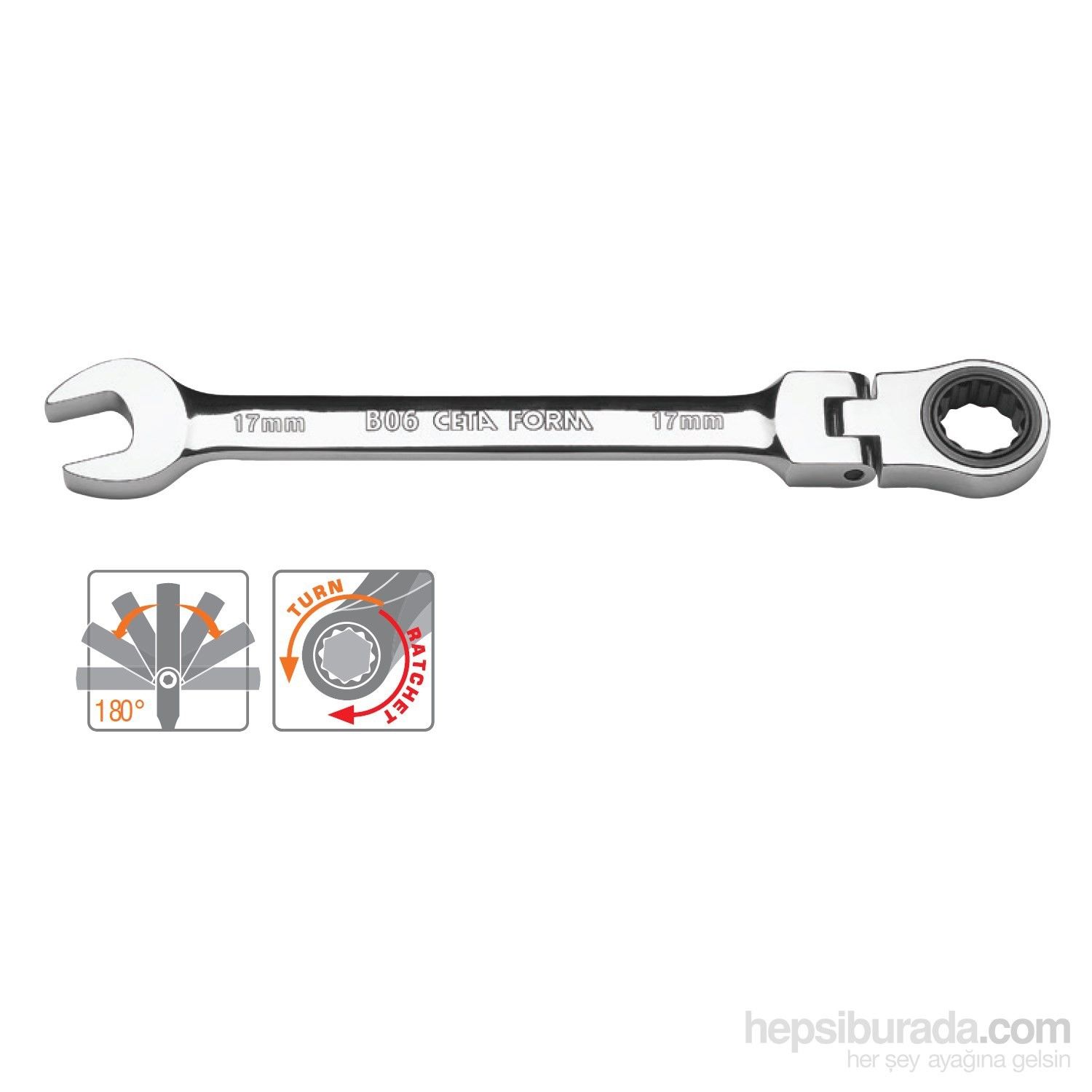 Ceta Form B06-19 C-Gear Cırcırlı Kombine Anahtar Mafsallı 19 Mm