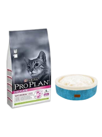Pro Plan Delicate Kuzu Etli Yetişkin Kedi Maması 10 Kg,Mavi Mia Donut Yatak