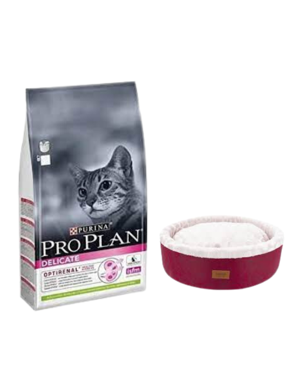 Pro Plan Delicate Kuzu Etli Yetişkin Kedi Maması 10 Kg,Bordo Mia Donut Yatak