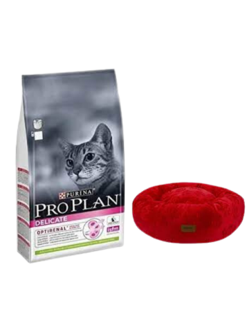 Pro Plan Delicate Kuzu Etli Yetişkin Kedi Maması 10 Kg,Kırmızı Luxe Donut Yatak