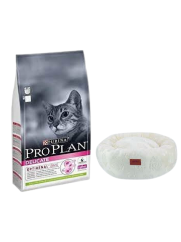 Pro Plan Delicate Kuzu Etli Yetişkin Kedi Maması 10 Kg,Beyaz Luxe Donut Yatak
