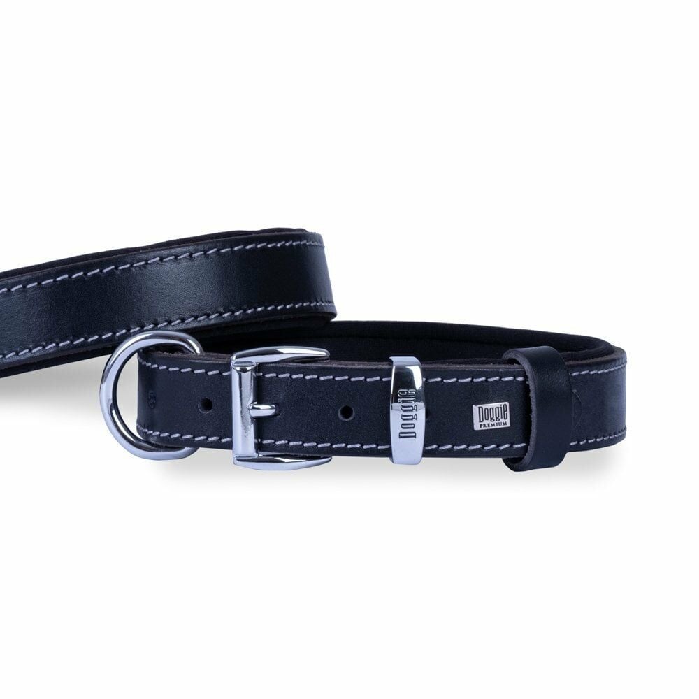 Doggie Konfor Deri Boyun Tasması Siyah 3X42-50Cm