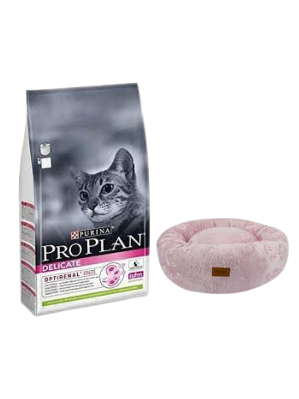 Pro Plan Delicate Kuzu Etli Yetişkin Kedi Maması 10 Kg,Pembe Luxe Donut Yatak