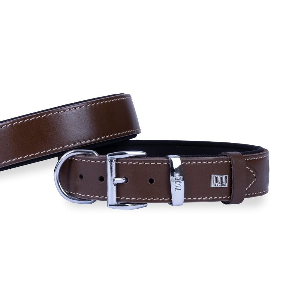 Doggie Konfor Deri Boyun Tasması Kahve 3,5X47-55Cm