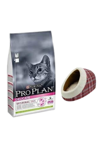 Pro Plan Delicate Kuzu Etli Yetişkin Kedi Maması 10 Kg,Mia Alaska Ekose Kırmızı Yatak