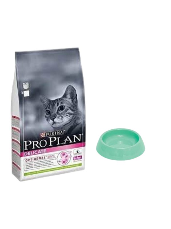 Pro Plan Delicate Kuzu Etli Yetişkin Kedi Maması 10 Kg,Yuvarlak Su ve Mama Kabı