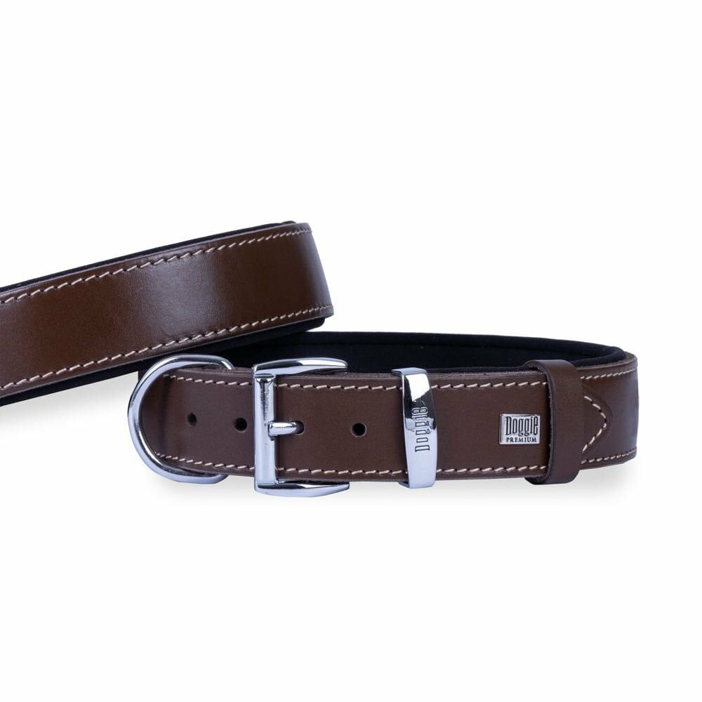 Doggie Konfor Deri Boyun Tasması Kahve 3,5X52-60Cm