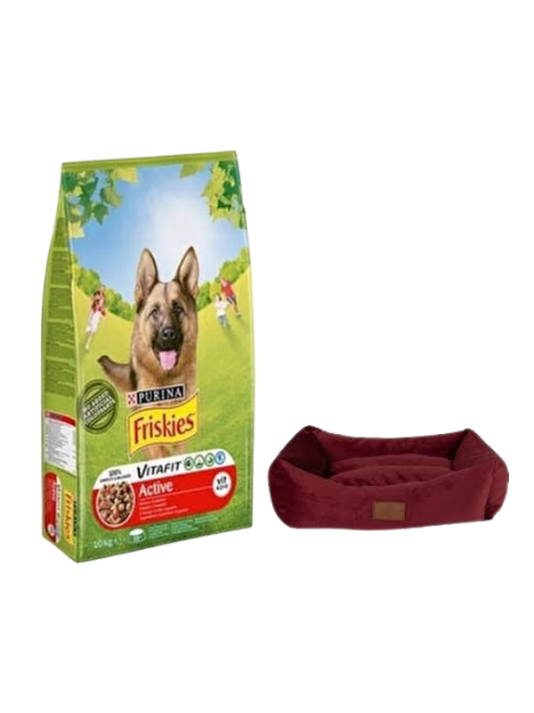 Purina Friskies Active Duot Etli Yetişkin Köpek Maması 10 Kg,Mini Small Bordo Yatak
