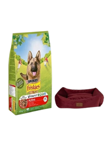 Purina Friskies Active Duot Etli Yetişkin Köpek Maması 10 Kg,Mini Small Bordo Yatak