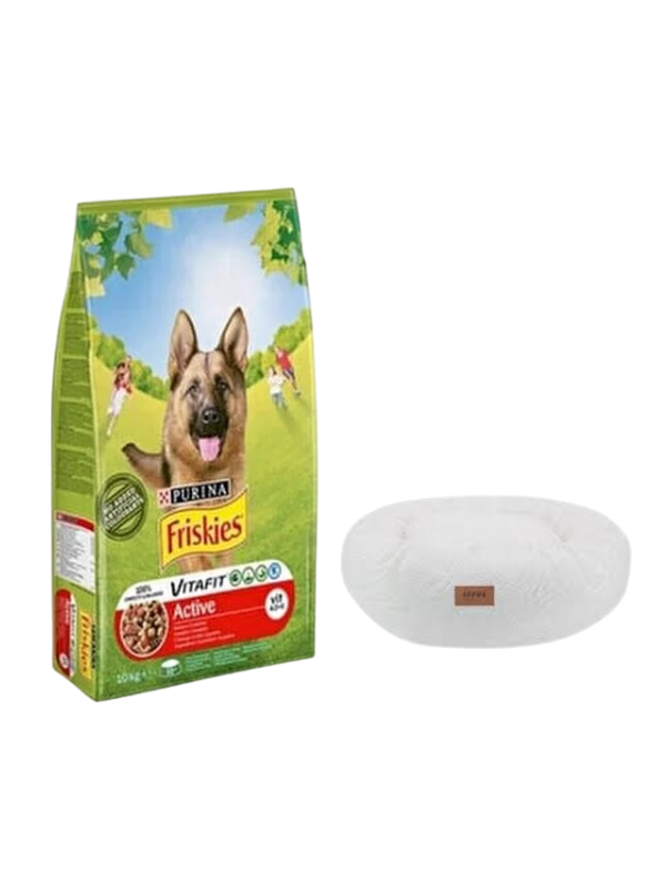 Purina Friskies Active Duot Etli Yetişkin Köpek Maması 10 Kg,Beyaz Luxe Donut Yatak
