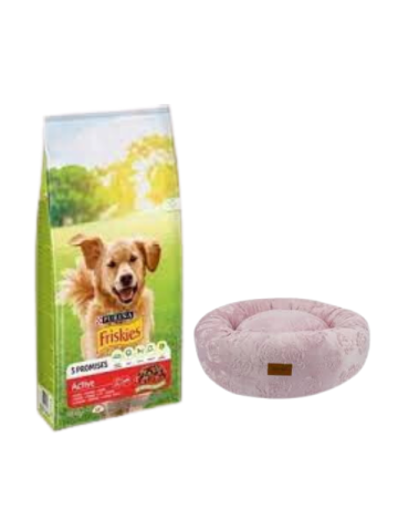 Purina Friskies Active Duot Etli Yetişkin Köpek Maması 10 Kg,Pembe Luxe Donut Yatak
