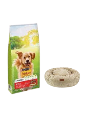 Purina Friskies Active Duot Etli Yetişkin Köpek Maması 10 Kg,Kahve Luxe Donut Yatak
