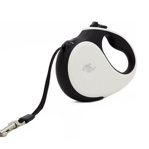Doggie Otomatik Uzatma Tasması Soft Seri Beyaz 50kg/5mt
