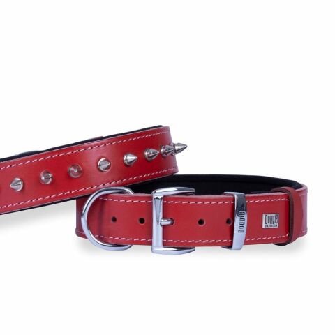 Doggie Konfor Deri Çivili Boyun Tasması Kırmızı 3,5X47-55Cm
