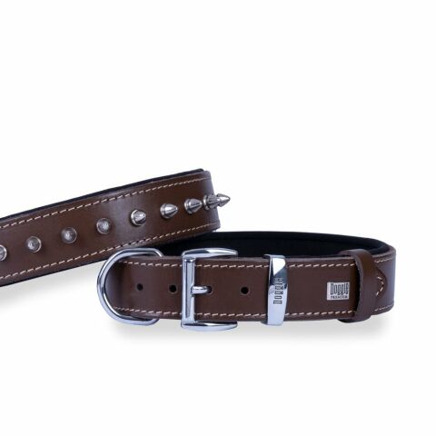 Doggie Konfor Deri Çivili Boyun Tasması Kahve 3,5X52-60Cm