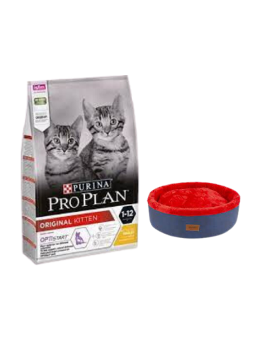 Pro Plan Kitten Tavuklu Yavru Kedi Maması 10 Kg,Lacivert Mia Donut Yatak