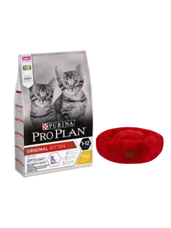 Pro Plan Kitten Tavuklu Yavru Kedi Maması 10 Kg,Kırmızı Luxe Donut Yatak