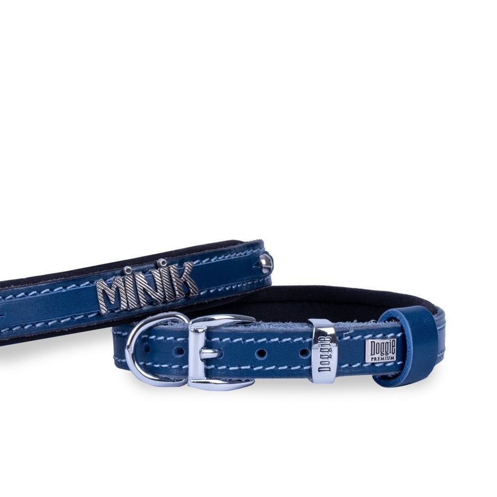 Doggie Konfor Deri İsimlikli Boyun Tasması Royalmavi 1,5X20-25Cm
