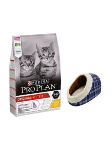 Pro Plan Kitten Tavuklu Yavru Kedi Maması 10 Kg,Mia Alaska Ekose Mavi Yatak
