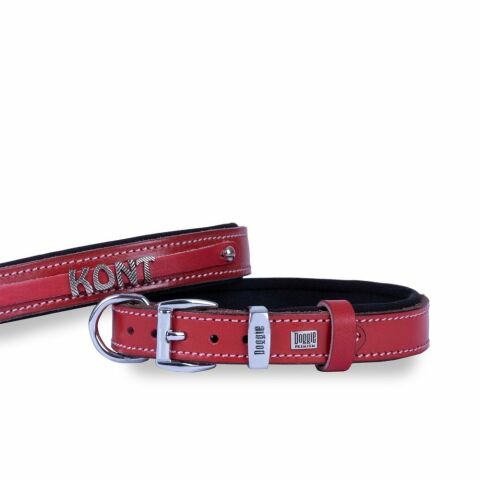 Doggie Konfor Deri İsimlikli Boyun Tasması Kırmızı 1,5X25-30Cm