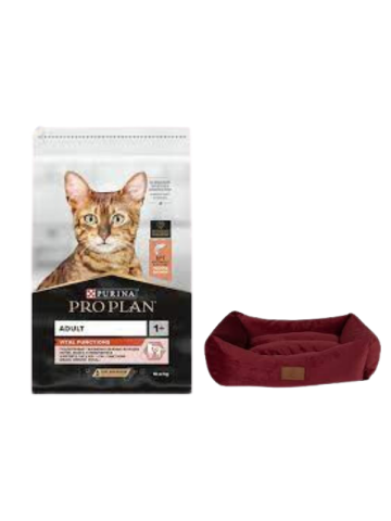 Pro Plan Adult Somonlu Yetişkin Kedi Maması 10 Kg, Mini Small Bordo Yatak