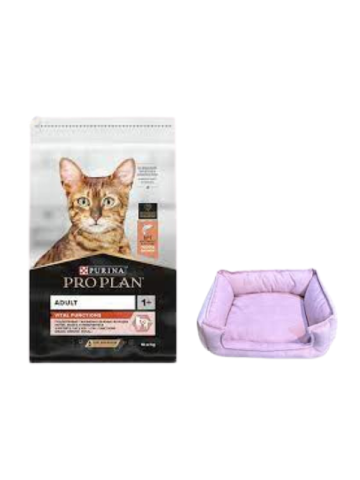 Pro Plan Adult Somonlu Yetişkin Kedi Maması 10 Kg, Mini Small Mor Yatak