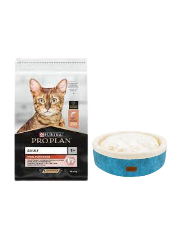 Pro Plan Adult Somonlu Yetişkin Kedi Maması 10 Kg, Mavi Mia Donut Yatak