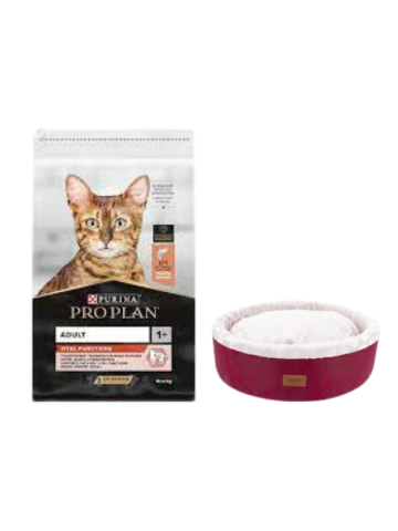 Pro Plan Adult Somonlu Yetişkin Kedi Maması 10 Kg, Bordo Mia Donut Yatak